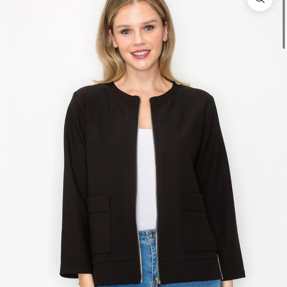 NWT Black Stretch Knit Crepe Jacket Size M